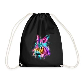 Rabbit Rabbit - Drawstring Bag - black - Front