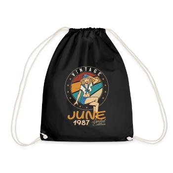 Vintage 1987 - Born In June 1987 - Turnbeutel - Schwarz - Vorne