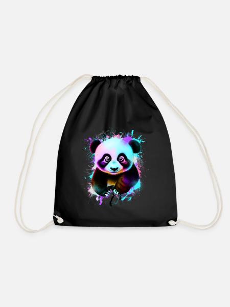 Panda - Turnbeutel - Schwarz
