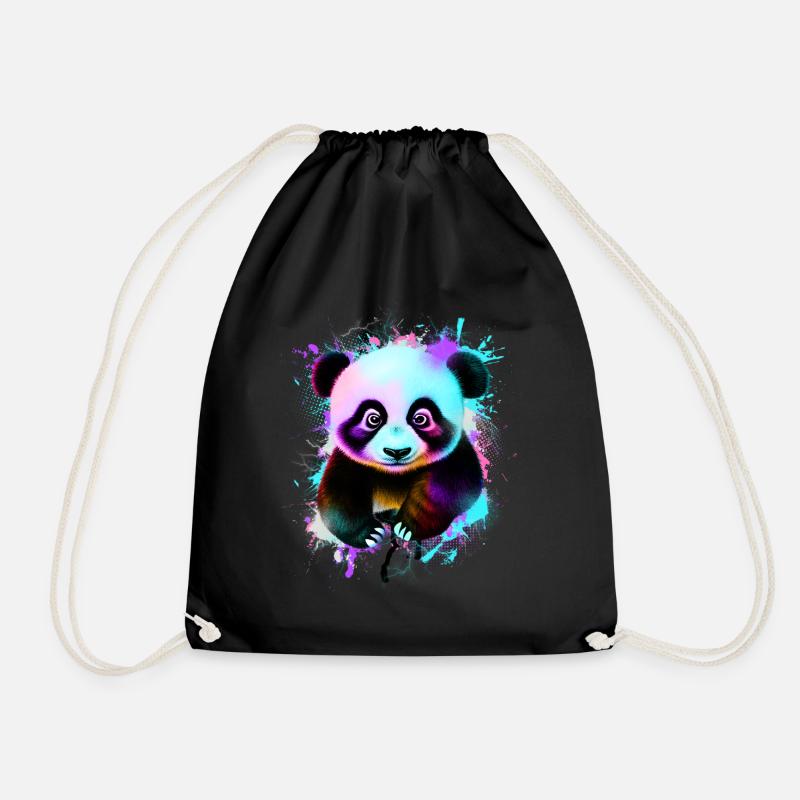 Panda - Drawstring Bag - black