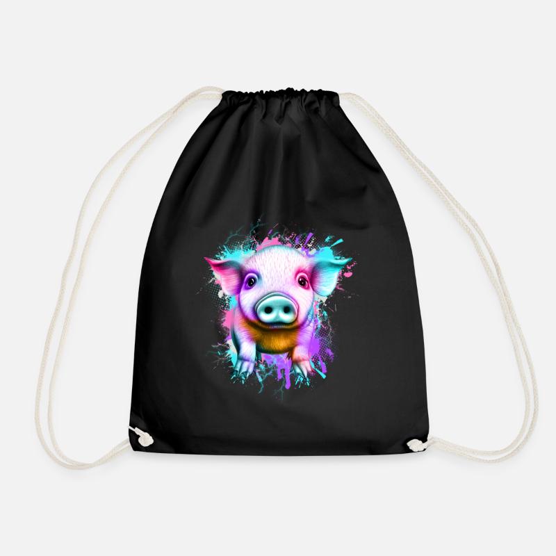 Schwein - Turnbeutel - Schwarz
