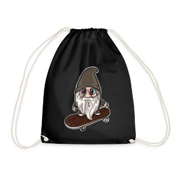 Gnome Skater Skateboard - Drawstring Bag - black - Front
