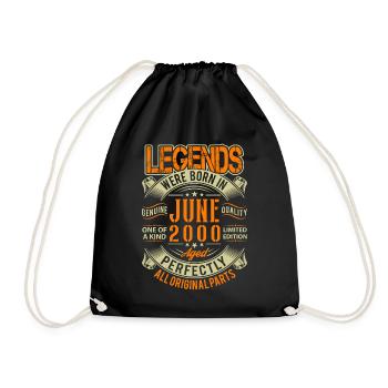 2000 Juni Geburtstag Legende - Turnbeutel - Schwarz - Vorne