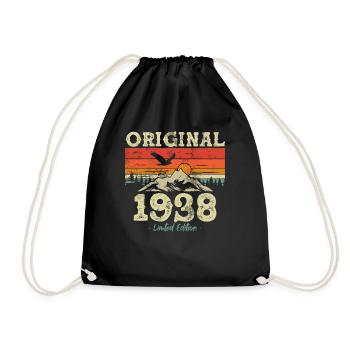 85th Birthday Woman Man Vintage 1938 85 Years - Drawstring Bag - black - Front