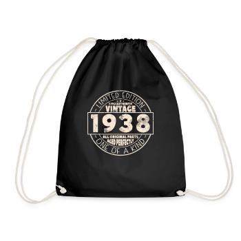85th Birthday Woman Man Vintage 1938 85 Years - Drawstring Bag - black - Front