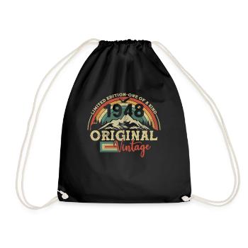Birthday present born in 1948 - Drawstring Bag - black - Front
