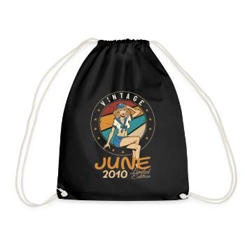 Vintage 2010 - Born In June 2010 - Drawstring Bag - black - Front