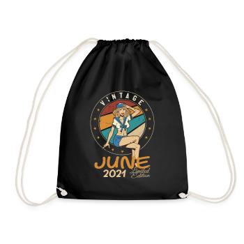 Vintage 2021 - Born In June 2021 - Drawstring Bag - black - Front
