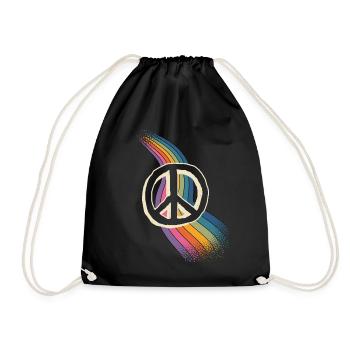 Peace Love - Drawstring Bag - black - Front