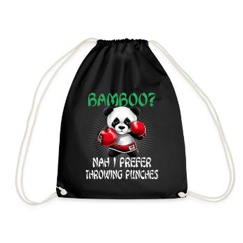 Panda Boxer Boxender Pandabär - Turnbeutel - Schwarz - Vorne