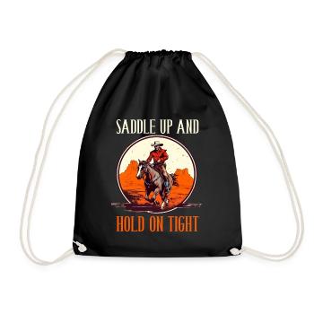 Saddle Up And Hold On Tight für eine Reiterin - Turnbeutel - Schwarz - Vorne