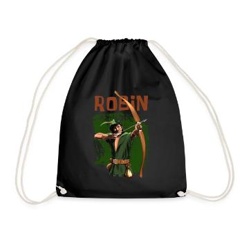 Robin Hood - Pfeil und Bogen - Geschenk - Turnbeutel - Schwarz - Vorne