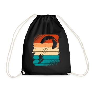 Kitesurfing Kitesurf Kitesurfer Kiteboard - Drawstring Bag - black - Front