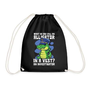 Lustiger Polizei Spruch Alligator Investigator - Turnbeutel - Schwarz - Vorne