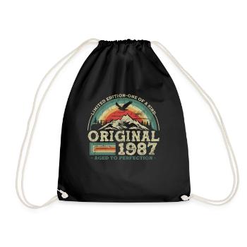 Vintage Geburtstagsgeschenk 1987 - Turnbeutel - Schwarz - Vorne