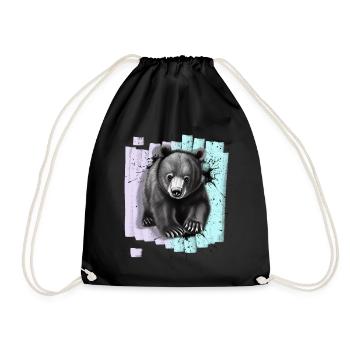 Bear - Drawstring Bag - black - Front