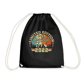 Gift Birthday Vintage July 2022 1 Year - Drawstring Bag - black - Front