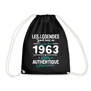 Cadeau Anniversaire Novembre 1963 60 Ans - Sac de sport léger - noir - Devant