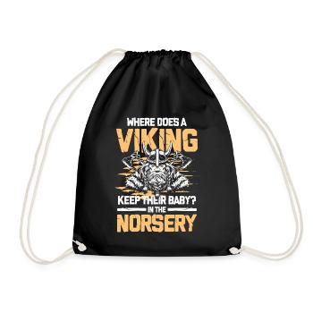 Where Does A Viking Keep Their Baby In Norsery - Turnbeutel - Schwarz - Vorne