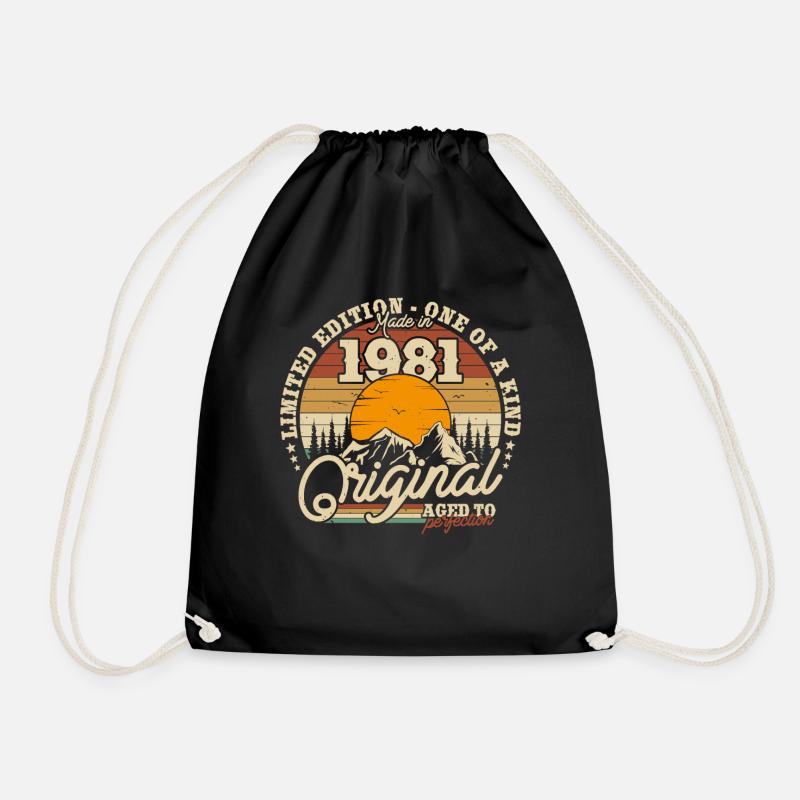Vintage Retro Geburtstagsgeschenk 1981 42/43 Jahre - Turnbeutel - Schwarz