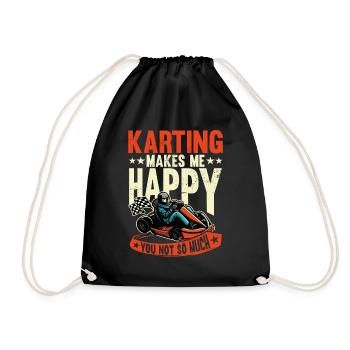 Karting Makes Me Happy Rennfahrer Rennkarts - Turnbeutel - Schwarz - Vorne