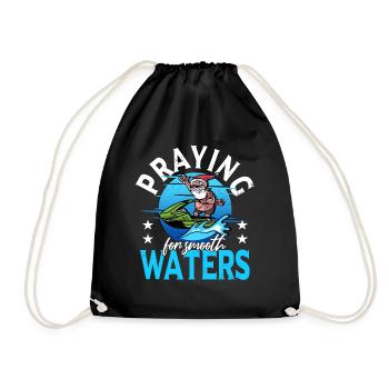 Power boat Jet boat Jet ski Santa Claus Xmas - Drawstring Bag - black - Front
