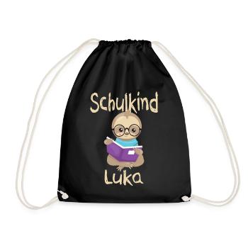Schulkind Luka Faultier - Turnbeutel - Schwarz - Vorne