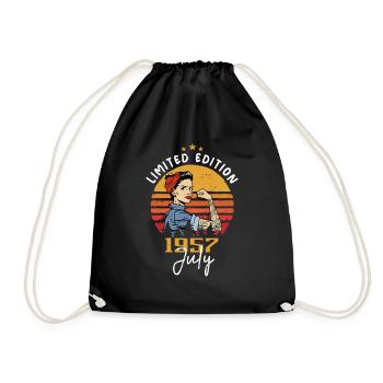 Juli 1957 - Geburtstag im Juli 1957 Geschenk - Turnbeutel - Schwarz - Vorne