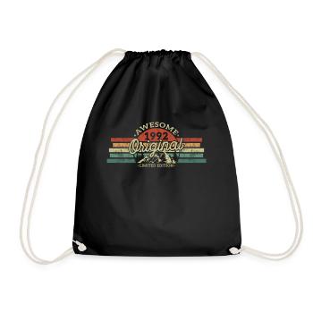 Birthday 1992 Vintage Retro - Drawstring Bag - black - Front