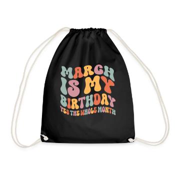 März Geburtstag - Turnbeutel - Schwarz - Vorne