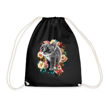 Katze - Turnbeutel - Schwarz - Vorne