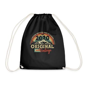 Original Vintage 2020 Birthday Gift - Drawstring Bag - black - Front