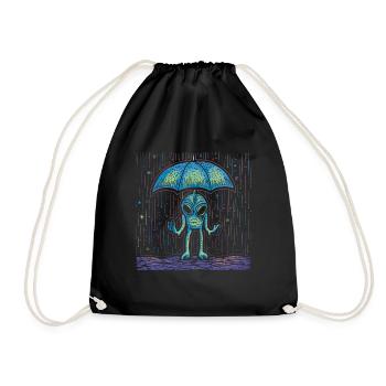 Alien Außerirdische Regen Regenschirm - Turnbeutel - Schwarz - Vorne