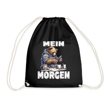 Mein Morgen Bär Zeitung Lesen - Turnbeutel - Schwarz - Vorne