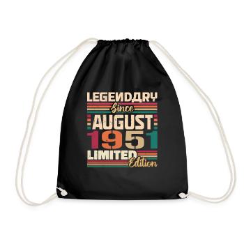 1951 August Birthday Legend August 1951 - Drawstring Bag - black - Front
