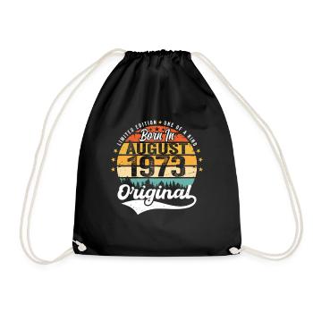 August 1973 Birthday Gift Ideas 1973 August - Drawstring Bag - black - Front