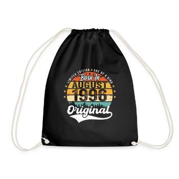 August 1996 Birthday Gift Ideas 1996 August - Drawstring Bag - black - Front