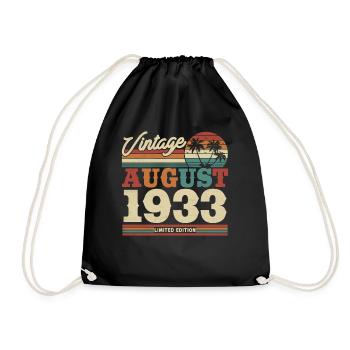 Vintage Birthday Gift 1933, 90 Years - Drawstring Bag - black - Front
