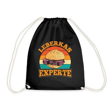 Leberkas Experte Leberkassemmel Leberkäse - Turnbeutel - Schwarz - Vorne