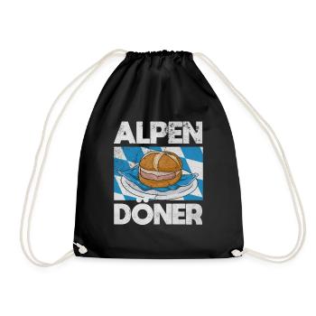 Bayrischer Alpen Döner Leberkas Leberkäse Brotzeit - Turnbeutel - Schwarz - Vorne