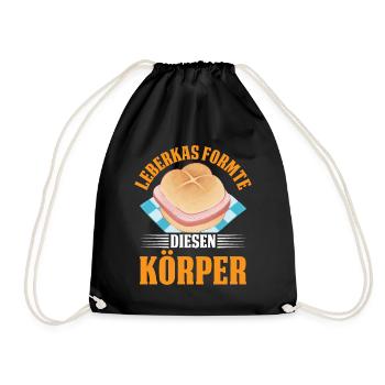 Leberkas Formte Körper Lustiger Leberkäse Spruch - Turnbeutel - Schwarz - Vorne