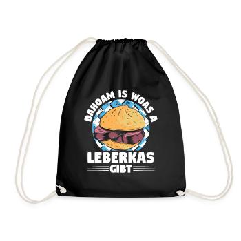 Leberkäse Bayern Dahoam Woas Leberkas Gibt - Turnbeutel - Schwarz - Vorne