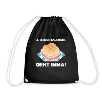Leberkassemmel Geht Imma Bayrische Tradition - Turnbeutel - Schwarz - Vorne