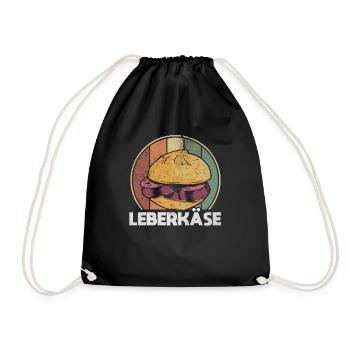 Vintage Leberkäse Leberkassemmel Leberkas Brötchen - Turnbeutel - Schwarz - Vorne