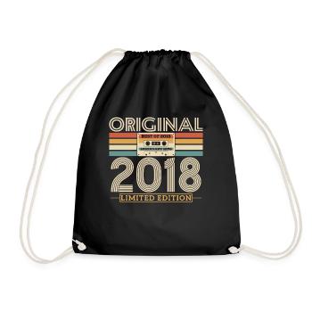 Originelles Geburtstagsgeschenk 2018, 5/6 Jahre - Turnbeutel - Schwarz - Vorne