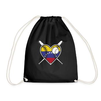 Venezuela Herz Baseball Geschenk Für Baseballfans - Turnbeutel - Schwarz - Vorne
