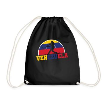 Venezuela Baseball Flag Baseball Player Sports - Drawstring Bag - black - Front