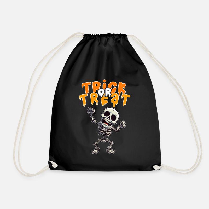 Halloween Design Creepy Skeleton Design - Drawstring Bag - black
