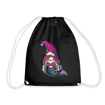 Mermaid Gnome Gnome - Drawstring Bag - black - Front