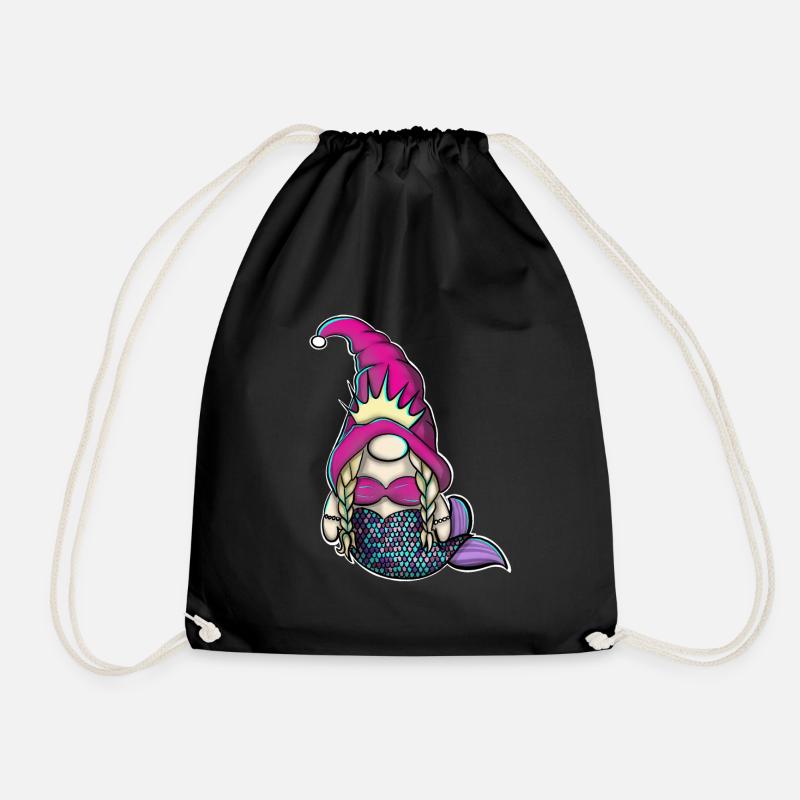 Meerjungfrau Wichtel Gnome - Turnbeutel - Schwarz
